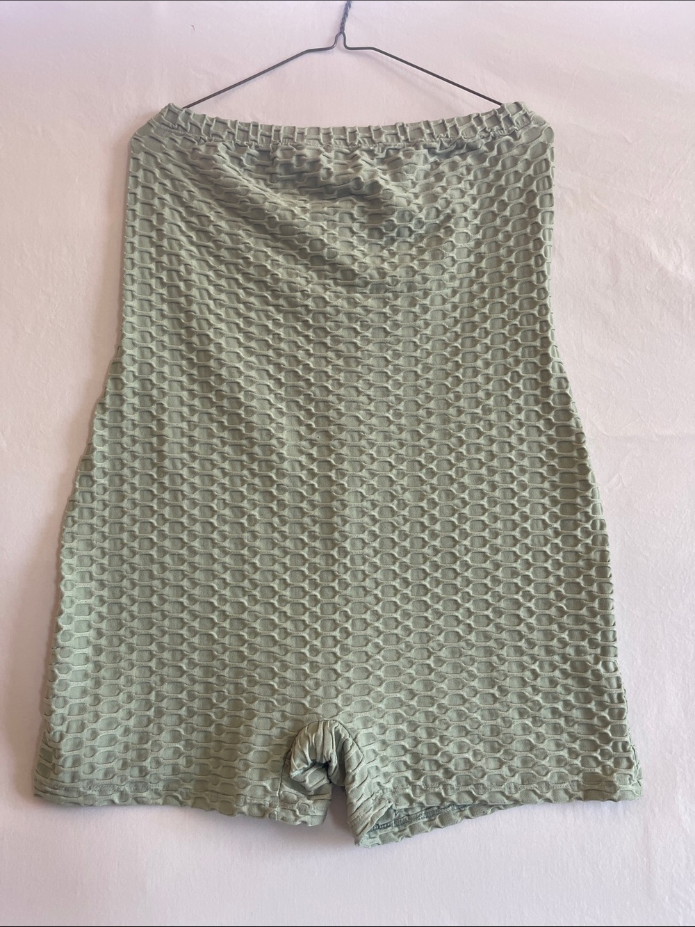 High-Waist Textured Shorts in Sage Green